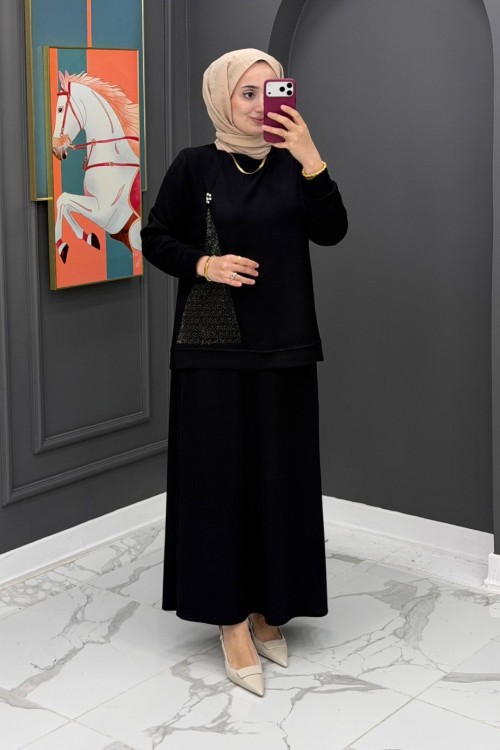 Rabiş etekli Takım- Siyah