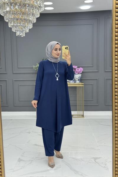 Sabire uzun tesettur takım - mavi