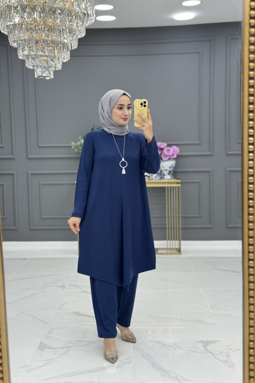 Sabire uzun tesettur takım - mavi