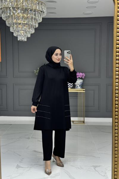 Sabriye tesettur takım - siyah
