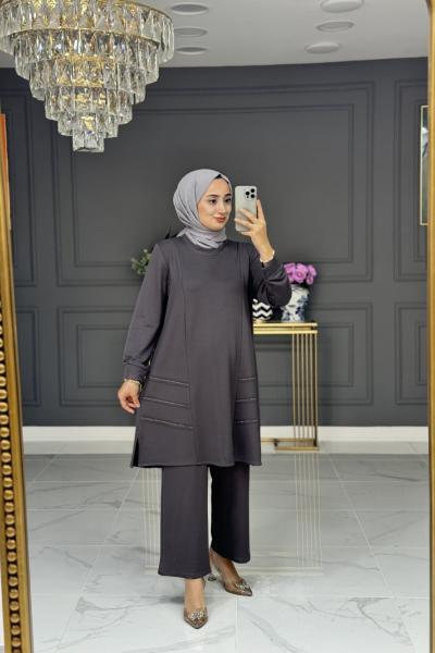 Sabriye tesettur takım - gri