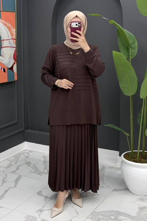 Safinaz Etekli Takım - Kahve