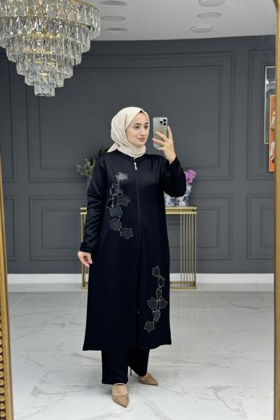 Şen uzun fermuarlı takım - siyah