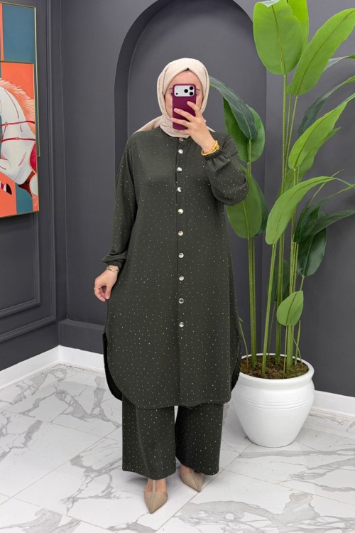 Sena Taşlı Takım - Haki