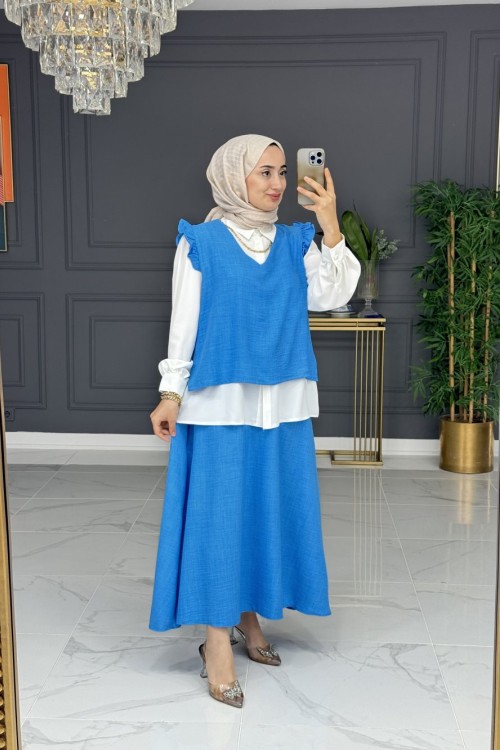 Şencan etekli takım - mavi