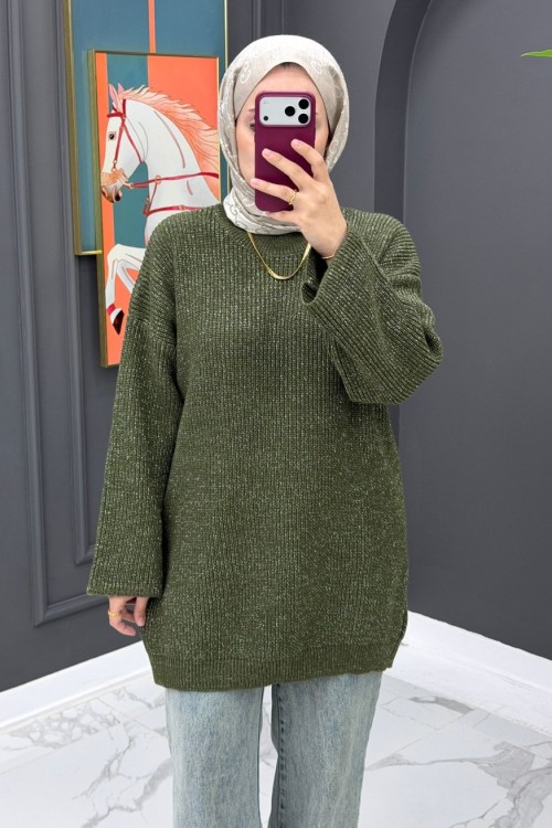 Simli Triko Kazak - Yeşil