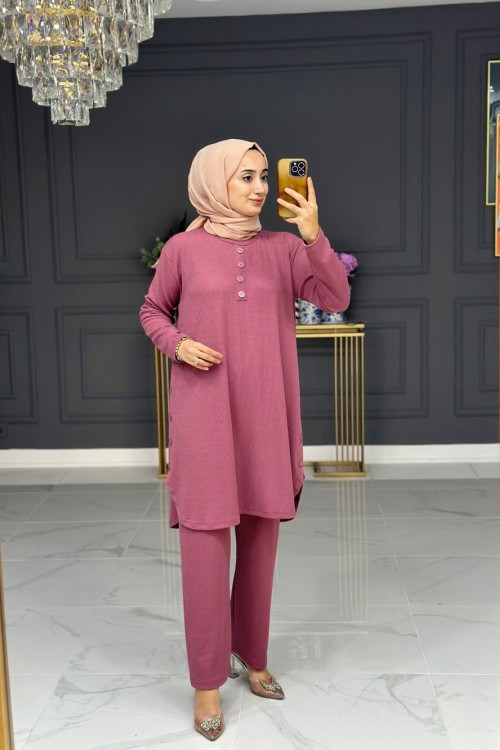 soft örme tesettur takım - gül