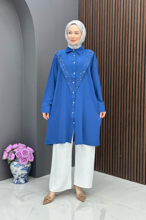 Taşlı Premium Tunik - İndigo