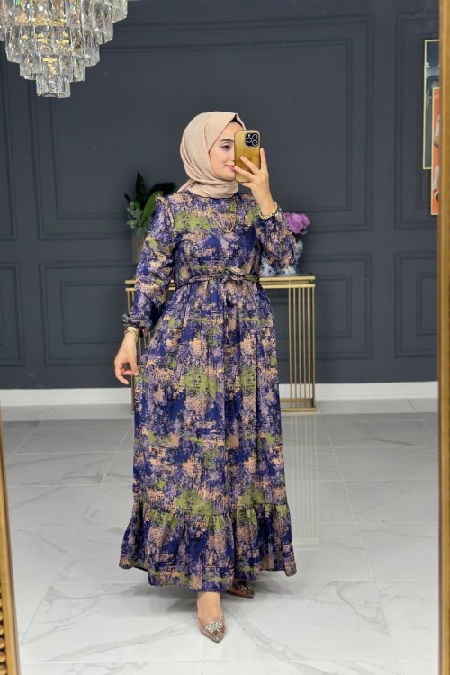 Valerya Uzun Elbise - Mor