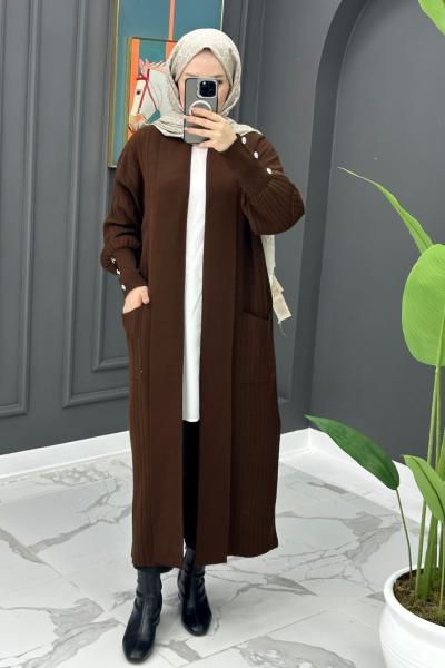 Yade Uzun Hırka - Kahve