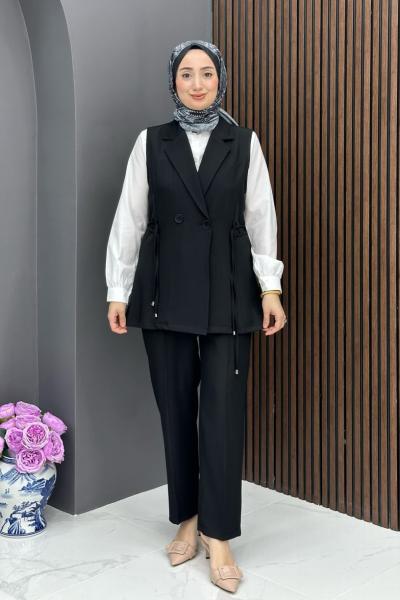 Yelekli Şık Takım - Siyah