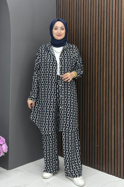 Zincir Desen Takım - Lacivert