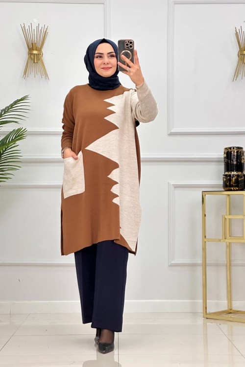AHSEN TUNİK-KAHVERENGİ