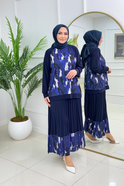 ASİYE ETEKLİ TAKIM - LACİVERT