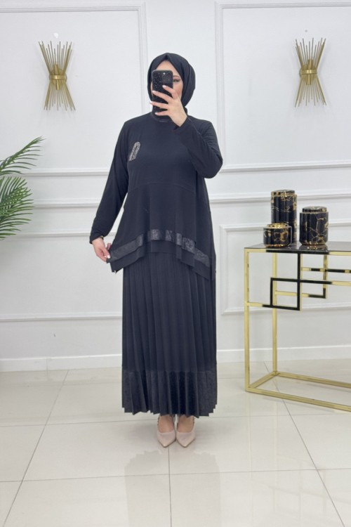 AYTÜL ETEKLİ TAKIM-SİYAH