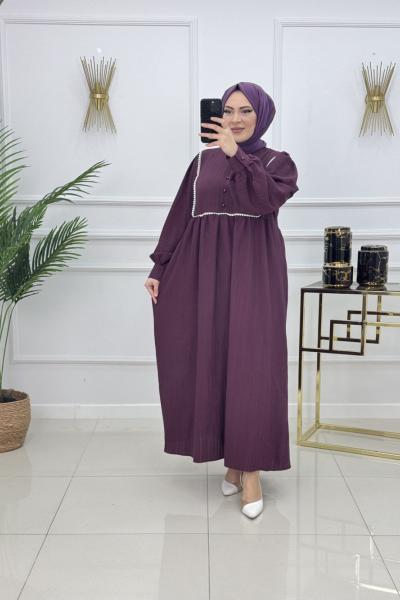 BİNNAZ MÜSLİN ELBİSE-MOR