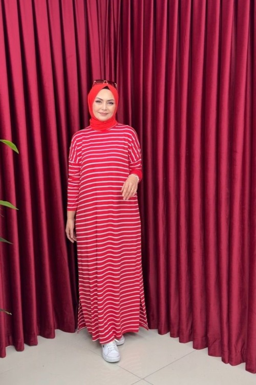 COMFY PENYE ELBİSE - KIRMIZI