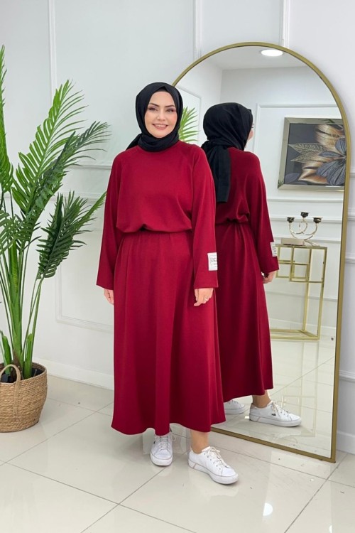 COMFY SWEAT ELBİSE - BORDO