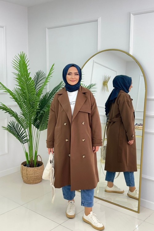 DERİN TRENÇKOT - KAHVERENGİ