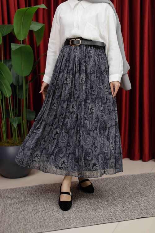 DESENLİ ETEK - ANTRASİT