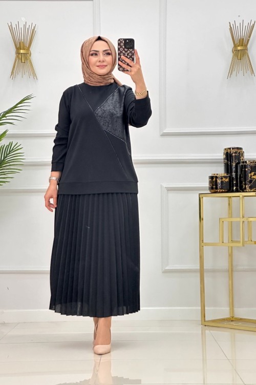 DİLARA ETEKLİ TAKIM-SİYAH