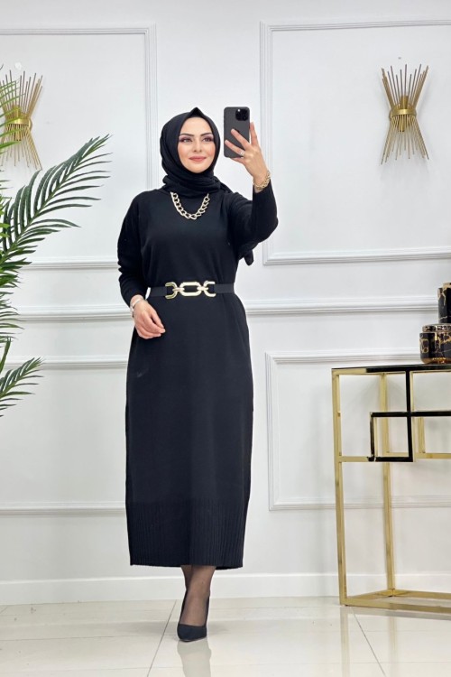 ESRİN TRİKO ELBİSE-SİYAH
