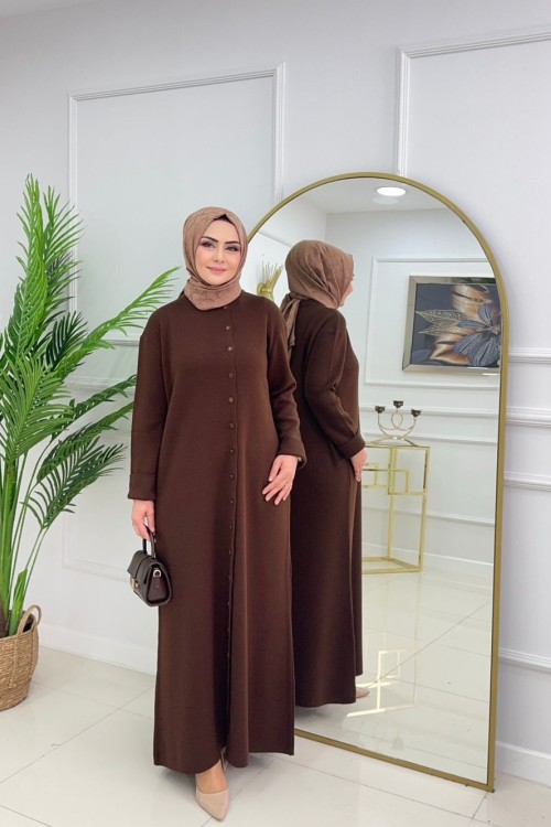 EYLÜL TRİKO ELBİSE-KAHVERENGİ