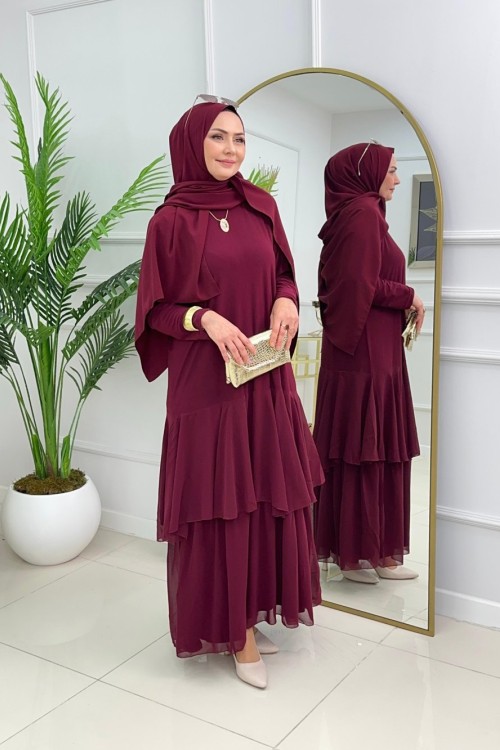 FÜSUN ELBİSE - BORDO