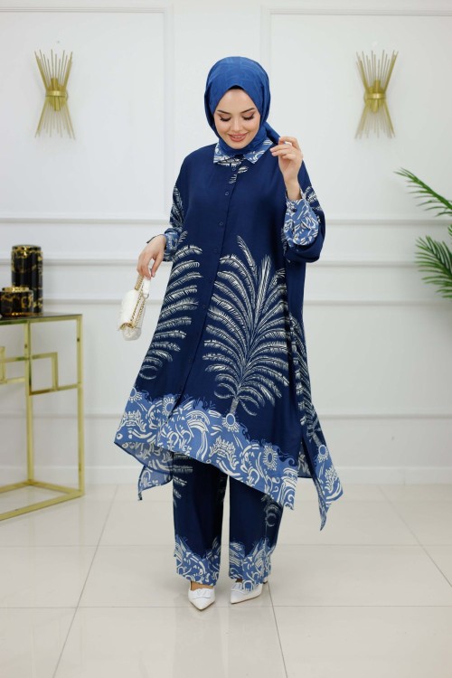 GAMZE VİSKON ELBİSE-LACİVERT