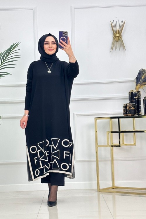 GÖZDE TRİKO TUNİK-SİYAH