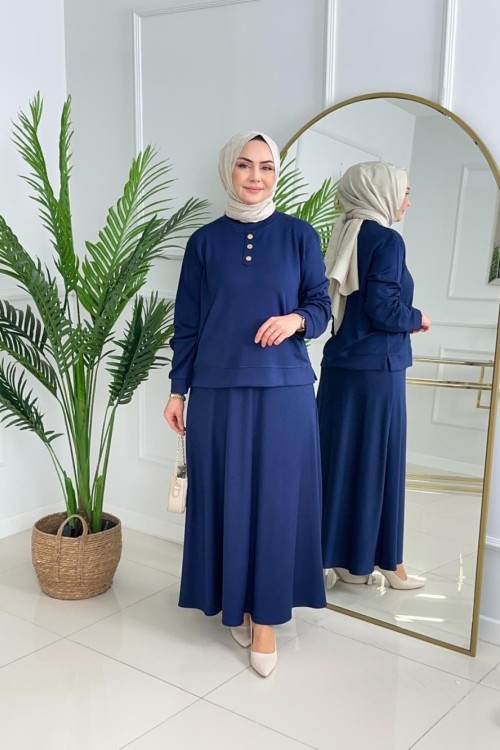 GÜLCAN ETEKLİ TAKIM - LACİVERT