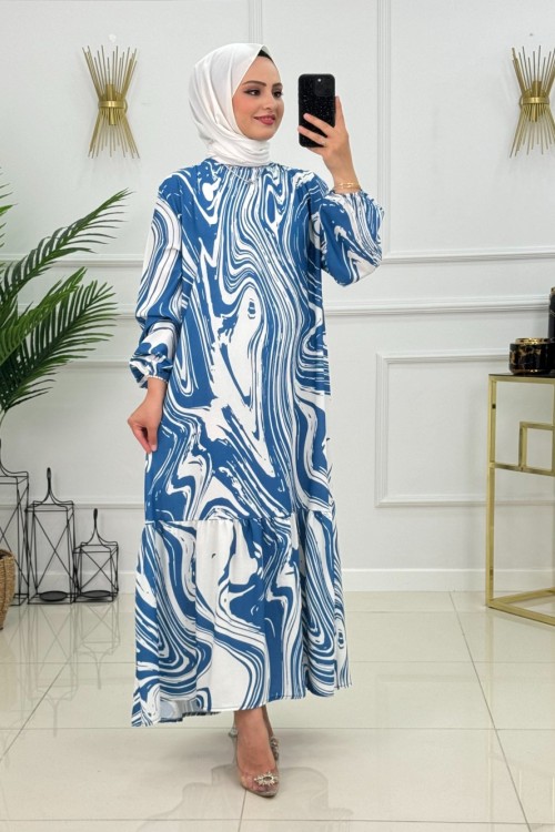 GÜLÇİN ELBİSE -MAVİ