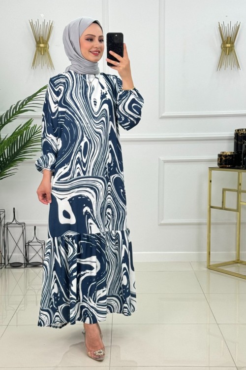 GÜLÇİN ELBİSE-LACİVERT