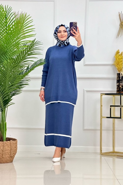 İLAYDA ETEKLİ TAKIM-İNDİGO MAVİ