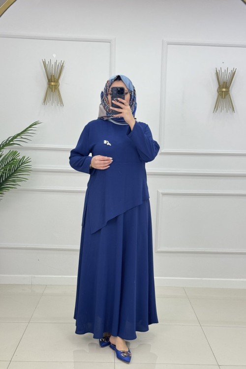 İPEK ETEKLİ TAKIM-LACİVERT