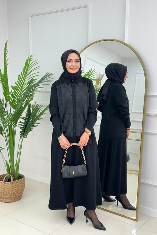 KUMSAL ETEKLİ TAKIM - SİYAH