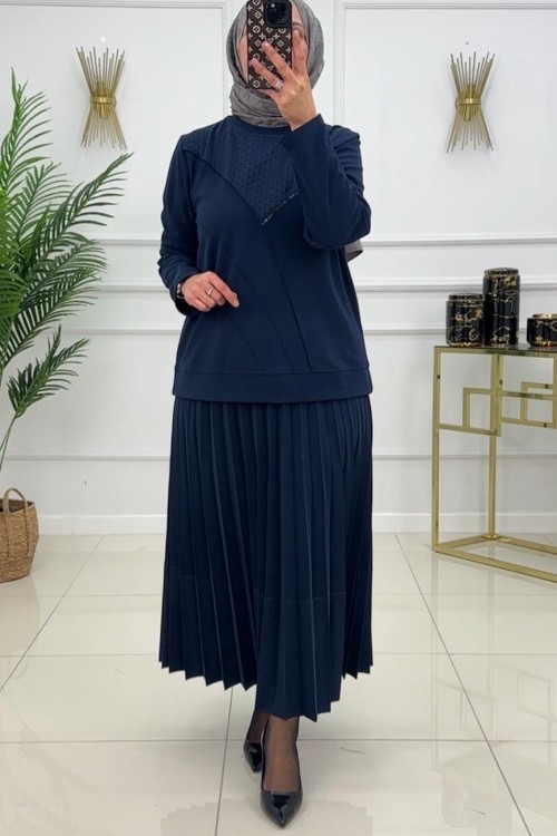 LİDYA ETEKLİ TAKIM - LACİVERT