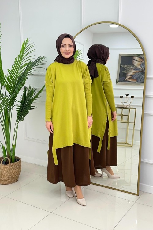 LUMİA MERSERİZE TUNİK- YAĞ YEŞİLİ