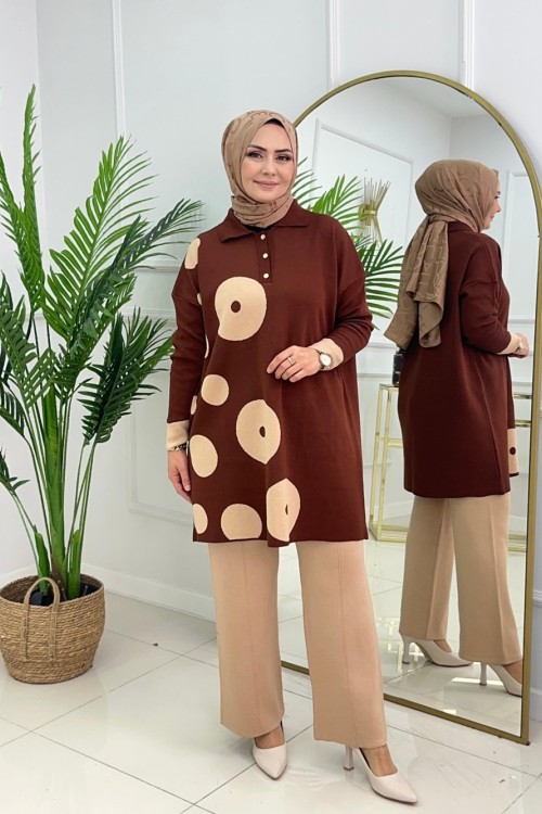 MELEK TRİKO TAKIM - KAHVERENGİ