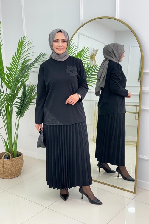 MİNEL ETEKLİ TAKIM - SİYAH