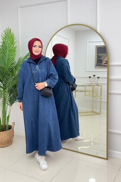 MOİ KOT ELBİSE-LACİVERT