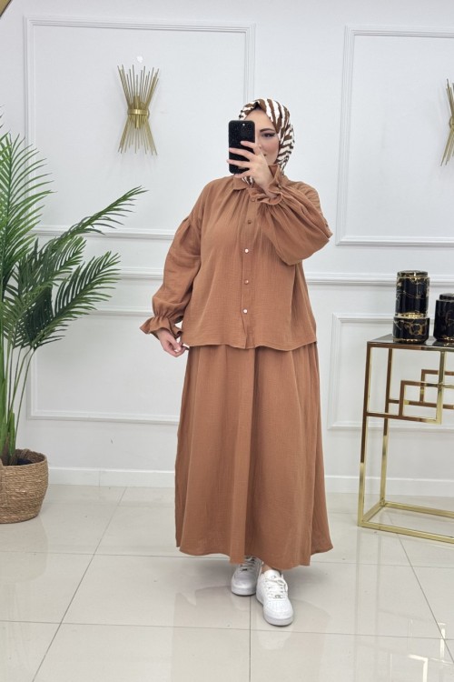 MÜSLİN ETEKLİ TAKIM - KİREMİT