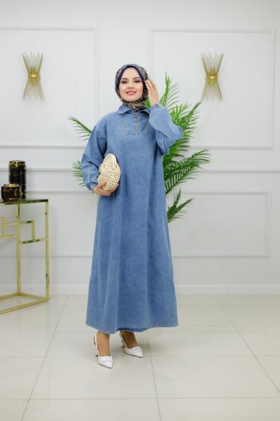 NUR DENİM ELBİSE - LACİVERT
