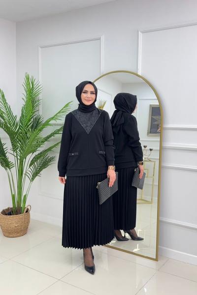 REYHAN ETEKLİ TAKIM-SİYAH