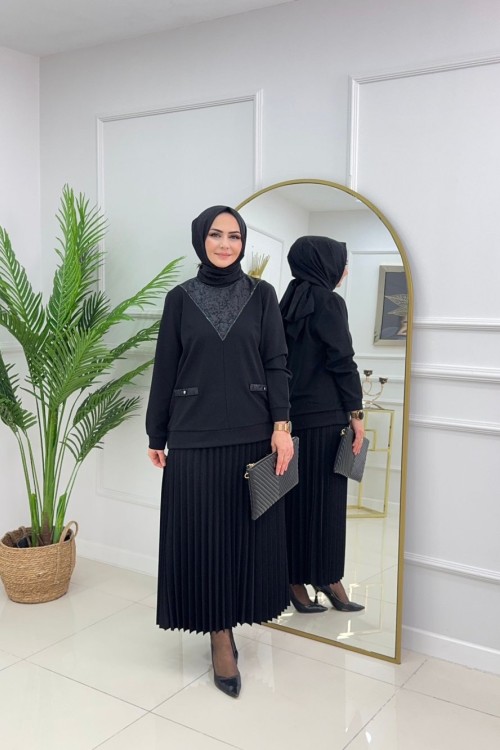 REYHAN ETEKLİ TAKIM-SİYAH