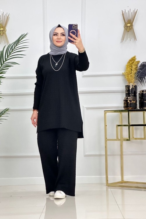 SAÇ ÖRGÜ TRİKO TAKIM-SİYAH