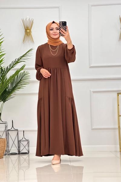 SELEN ELBİSE-KAHVERENGİ