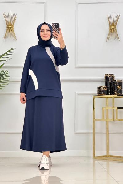 ŞİMAY ETEKLİ TAKIM-LACİVERT