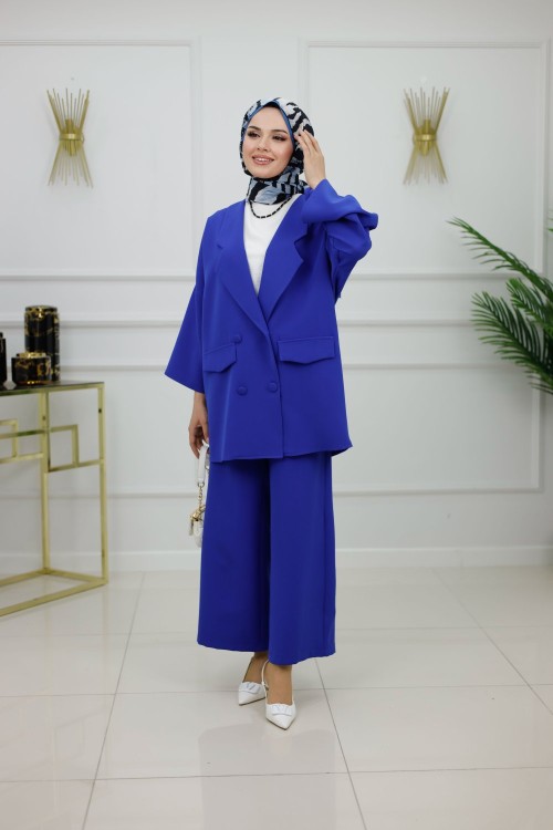 TALİA CEKET TAKIM-SAKS MAVİ