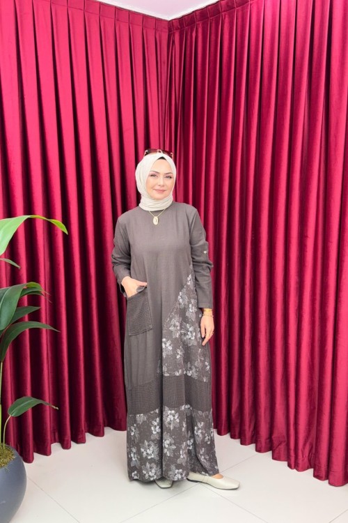 TREND KETEN ELBİSE-KAHVERENGİ